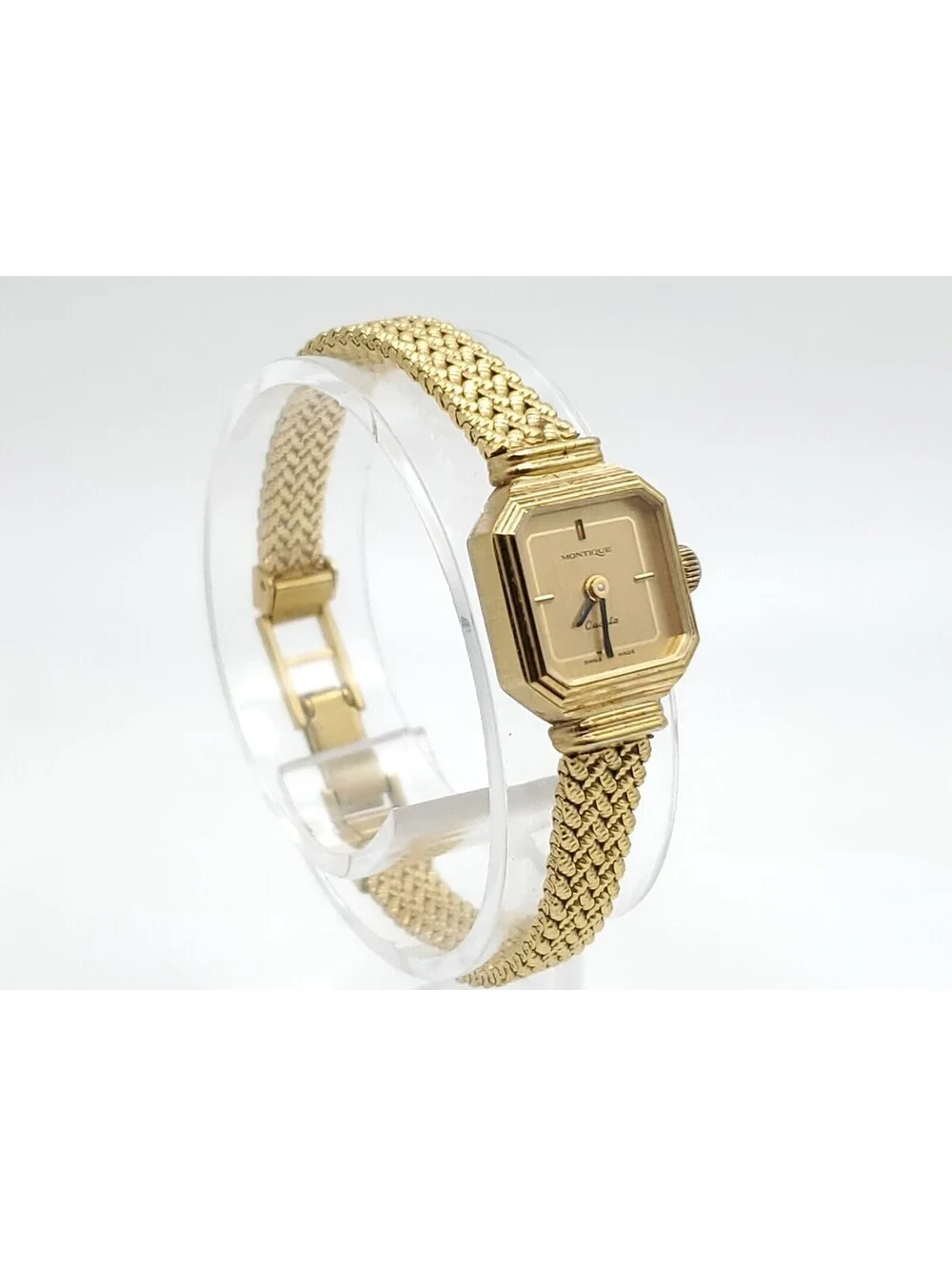 Montique Quartz Womens Watch New Battery Gold Tone Swiss Made 15mm